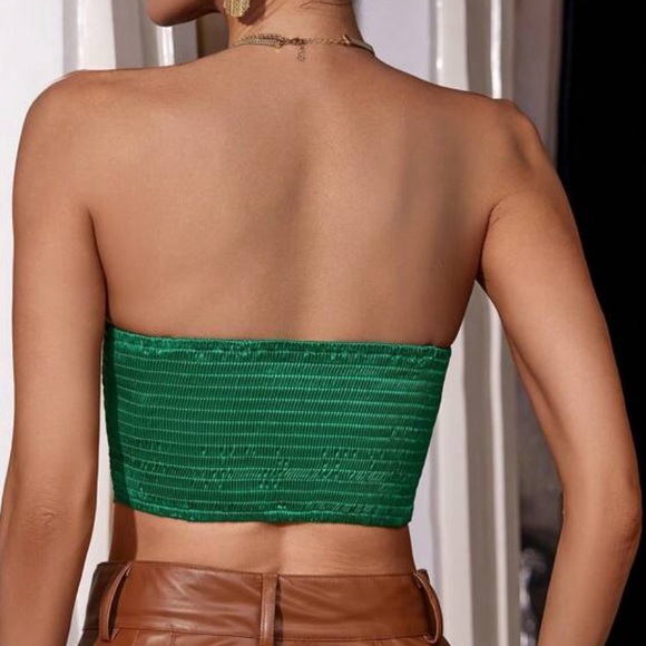 Boho Satin feel corset Bustier Crop Top - Picture 3 of 5